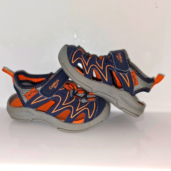 OshKosh: Baby Boy's Martin Sandal, Size: 4, Navy & Orange, Excellent condition - Picture 1 of 16